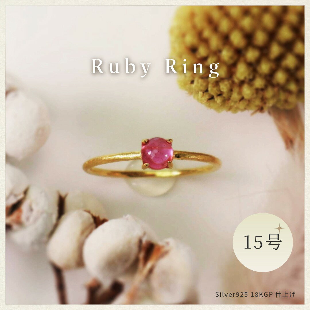 【ふるさと納税】15号 ルビー リング(Silver925 18KGP仕上げ) 指輪 ／ Maco アクセサリー シルバー ヘアライン加工 プレゼント 奈良県 田原本町
