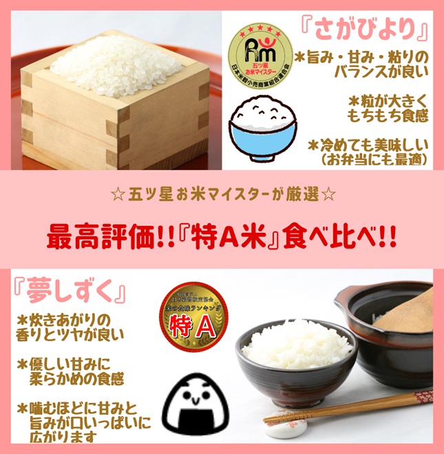 CI673_【白米食べ比べ！】さがびより５kg夢しずく５kg【６回