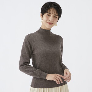 日本製 カシミヤ100% レディース ハイネックセーター モカブラウン 2Lサイズ