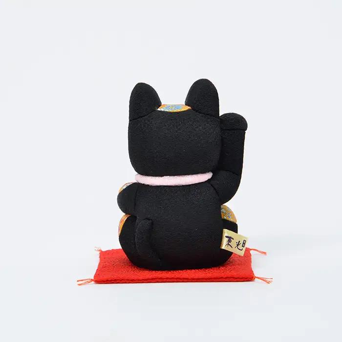 木目込人形（招き猫・風水（中）黒） | まねきねこ 猫 飾り物 人形 置物 ちりめん 伝統工芸 縁起 開運招福 千客万来 商売繁盛 金運 インテリア プレゼント 雑貨 可愛い 柿沼東光 クールジャパン