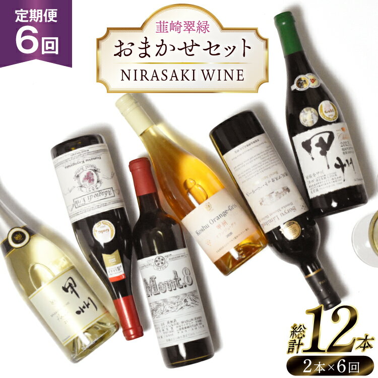 【ふるさと納税】ワイン 山梨 韮崎市産ワイン おまかせ 2本セット 6回 定期便 NS-0015 [韮崎翠緑 山梨県 韮崎市 20745342] 赤ワイン 白ワイン ワインセット wine お酒 酒 飲み比べ 飲み比べセット 詰め合わせ 山梨ワイン 甲州ワイン