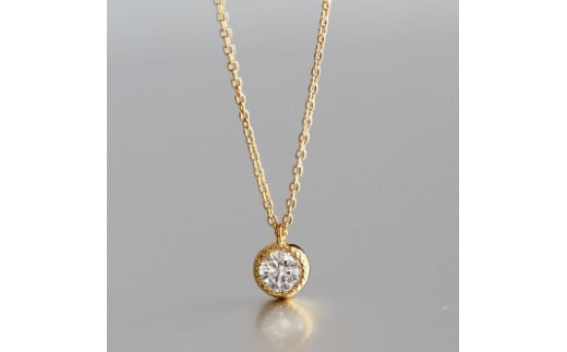 K18ゴールド【ラボグロウンダイヤモンドネックレス】0.2ct 人気のミルグレインデザイン 長さ40cm LAB-K18-003