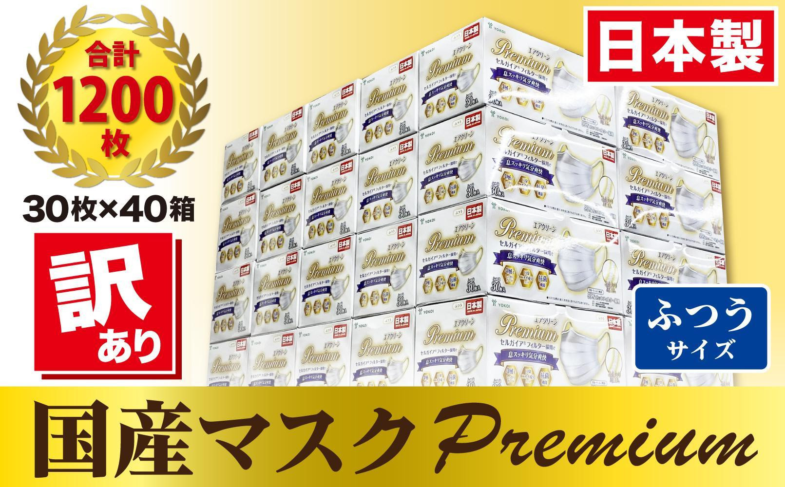 
【訳あり】高級国産不織布マスク（ふつうサイズ）1ケース 30枚入×40箱
