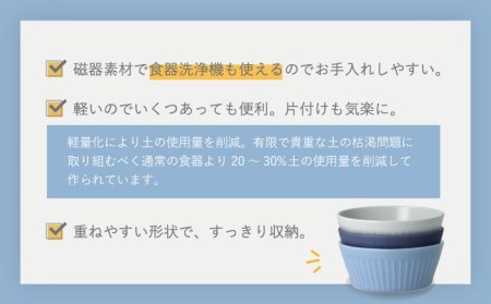 【美濃焼】[軽量食器] レンジパックボウル Sサイズ/Mセット 3色 6個 ブルーセット【井澤コーポレーション】 ボウル ラップ不要 食器 軽量 食洗器対応 便利 うつわ 器 美濃焼 陶磁器 [TBP