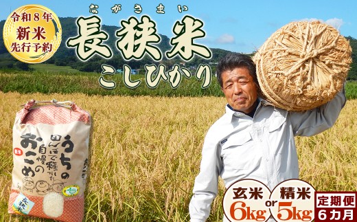 【令和８年産 新米 先行予約】ちばエコ農産物『長狭米 コシヒカリ（一等米）』定期便６カ月【玄米６kg】《９月中旬より発送開始》《数量限定》減農薬 減化学肥料 農家直送 玄米 白米 熟成精米 [田代農園][0090-0010]