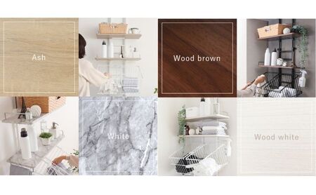 突っ張りランドリーラック-かご付き-  Echo(エコー) ウッドホワイト