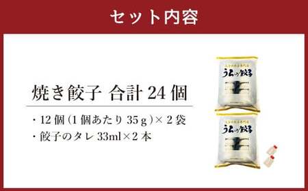 051-1167 うちの餃子 焼き餃子 2袋セット 合計24個 餃子のタレ付き 餃子 ぎょうざ ギョウザ  冷凍 おかず おつまみ 国産 豚肉 中華