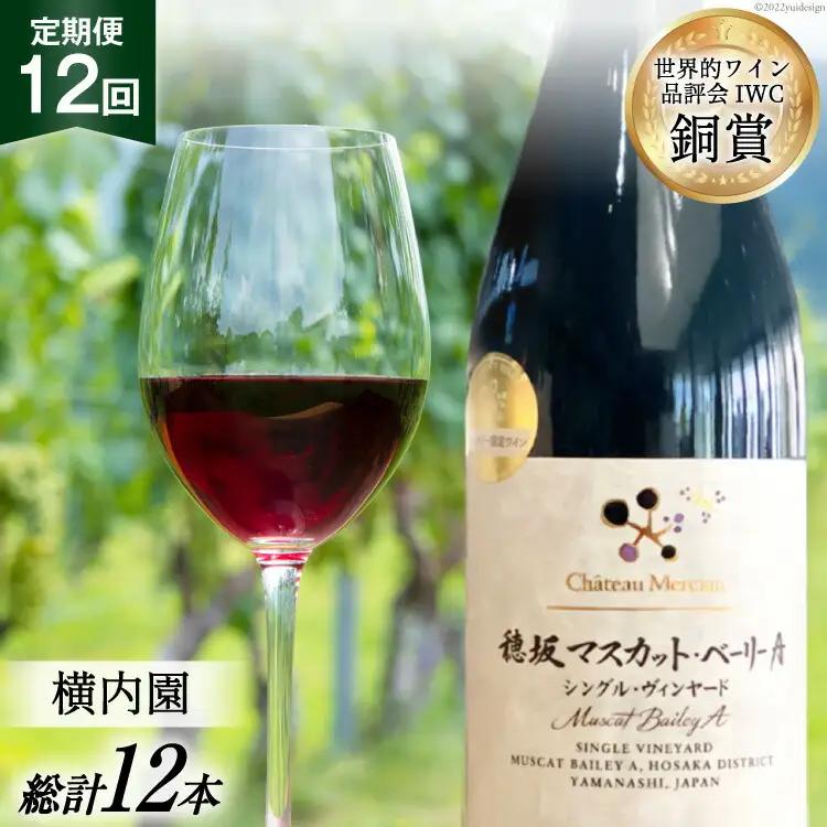 【定期便12回】 赤ワイン 穂坂マスカット・ベーリーA シングル・ヴィンヤード 栽培責任者 横内栄人 750ml 1本 アルコール度 12%