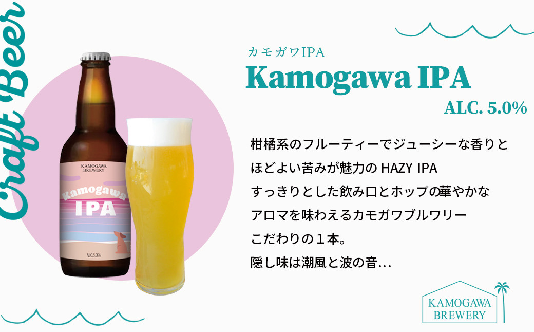 柑橘系のフルーティーでジューシーな香り。ほどよい苦みが魅力のHAZY IPAの「Kamogawa IPA」