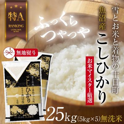 ふるさと納税 十日町市 【のし付き】無洗米  魚沼産 コシヒカリ 25kg 美味い炊き方ガイド付