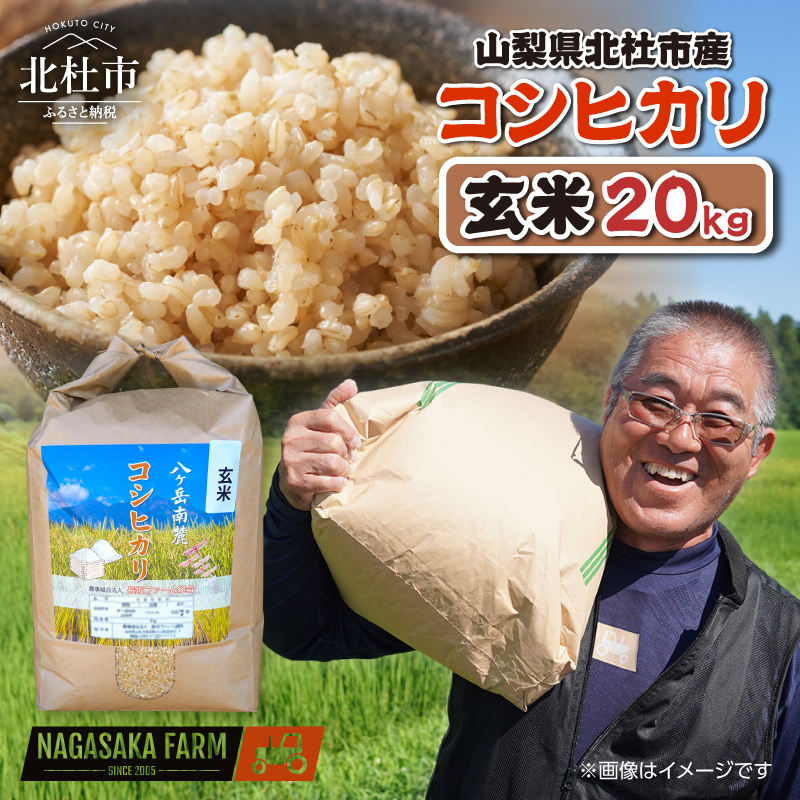 【先行予約】【令和8年度新米】山梨県北杜市産 コシヒカリ 玄米20kg [h358]