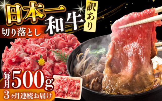 【全3回定期便】【訳あり】【A4～A5】長崎和牛焼肉切り落とし(肩ロース・バラ）　500g【株式会社 MEAT PLUS】 [DBS042]長崎和牛 和牛 国産 牛肉  長崎和牛 焼肉 切り落とし 肩ロース バラ 500g3回定期便 定期便 3回 訳あり 訳アリ