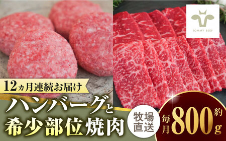 【全12回定期便】佐賀牛100％ハンバーグ4個と希少部位焼肉300g / 牛肉 和牛 おかず 惣菜 個包装 / 佐賀県 / 有限会社佐賀セントラル牧場 [41ASAA202]
