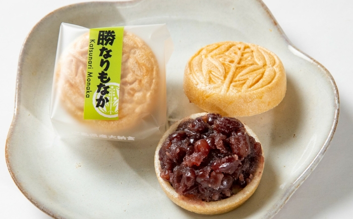 未来の名産品！出来立てほやほやの希少小豆を使用／菓子「勝なりもなか」