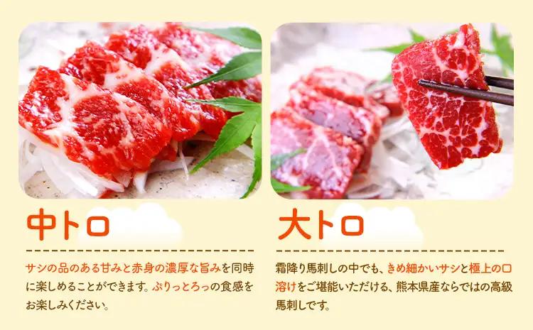 馬刺し 極上 霜降り 2種 食べ比べ セット 株式会社利他フーズ《30日以内に出荷予定(土日祝除く)》 中トロ 大トロ 国産 冷凍 生食用 肉 馬肉 ふるさと納税馬刺し 熊本県 南阿蘇村 送料無料 馬