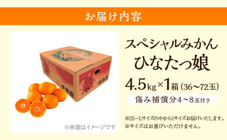 スペシャルみかん ひなたっ娘 計4.5kg 傷み補償分付き 期間限定 果物 くだもの フルーツ 蜜柑 ミカン 柑橘 オレンジ 小玉 おやつ デザート みかんジュース 飲み物 おすすめ おすそ分け 国産