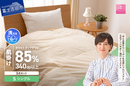  洗える 羽毛肌掛け ふとん３点セット シングル カバー付き 寝具  