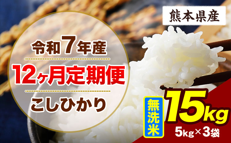 【12ヶ月定期便】令和7年産 定期便 こしひかり 15kg  無洗米 阿蘇 うぶやま 米 定期便 熊本県産 ふるさと納税 精米 ひの 米 こめ ふるさとのうぜい コシヒカリ コメ お米 おこめ《お申込み翌月から出荷》