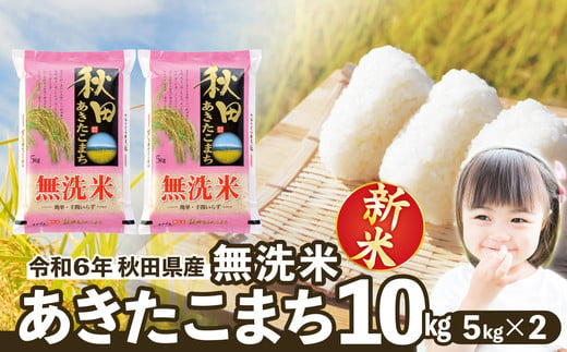 【新米】【令和6年産】秋田県産あきたこまち(無洗米)10kg(5kg×2袋) 110P9224