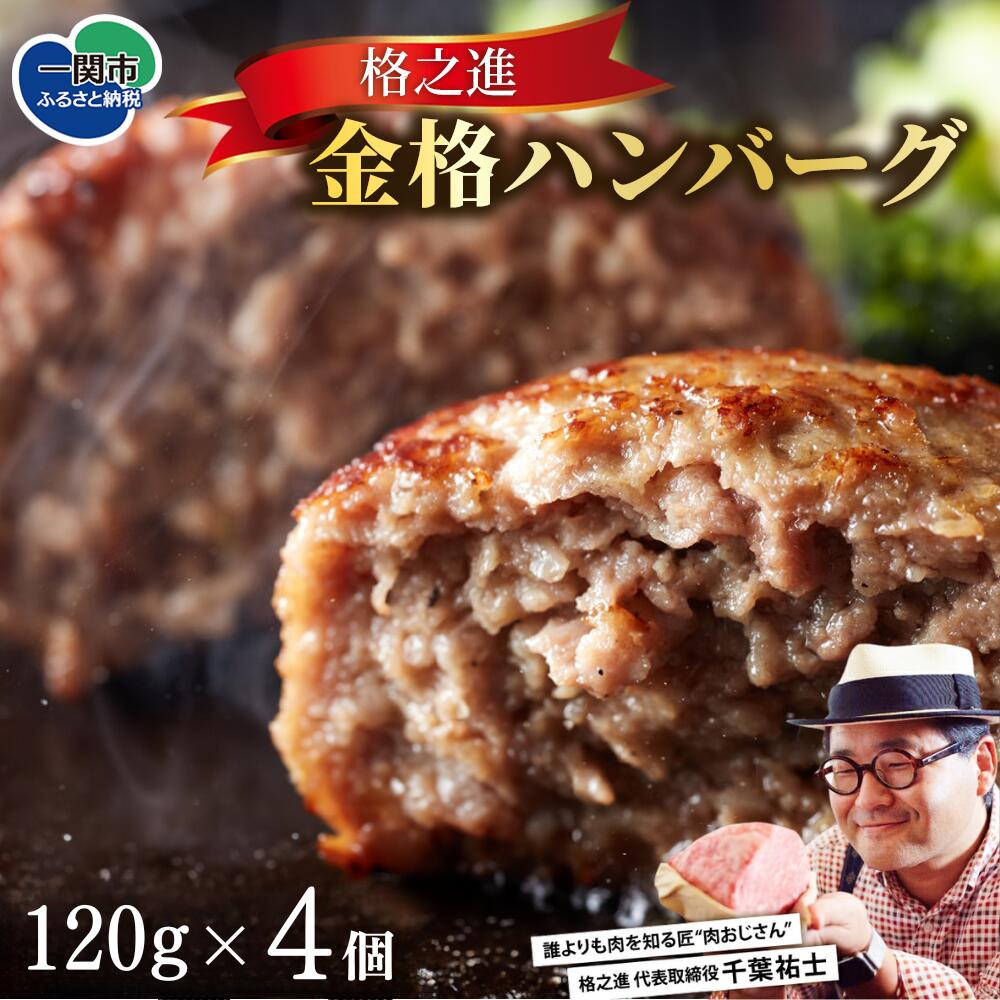 ＼TVで紹介されました！／ 格之進 金格 ハンバーグ ( 120g × 4個 )  冷凍 小分け 個包装 高評価  人気 プレミアム ハンバーグ 【 高級 国産 牛肉 豚肉 白金豚 おかず 惣菜 おすすめ 肉 ビーフ ポーク ひき肉 挽肉 贈り物 ギフト 一関 岩手 】