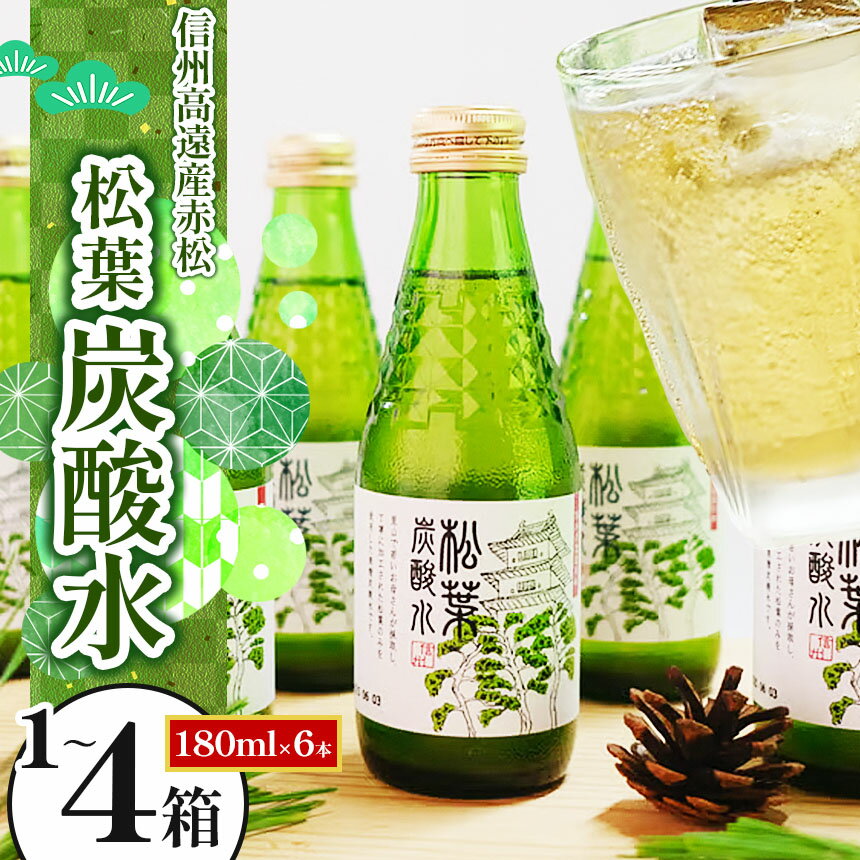 【ふるさと納税】信州高遠産赤松：松葉炭酸水【選べる】1箱 2箱 3箱 4箱 180ml×6本／箱あたりセット | 長野県 伊那市 松葉健康法 松葉 高遠 高遠里山の風 里山 再生 保全 松 松葉 炭酸 森林浴 信州 長野県産