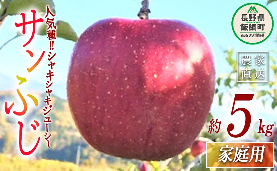 りんご サンふじ 家庭用 5kg ファームトヤ 沖縄県への配送不可 2025年11月中旬頃から2025年12月下旬頃まで順次発送予定 令和7年度収穫分 信州 果物 フルーツ リンゴ 林檎 ふじ 長野 予約 農家直送 長野県 飯綱町 [0959]