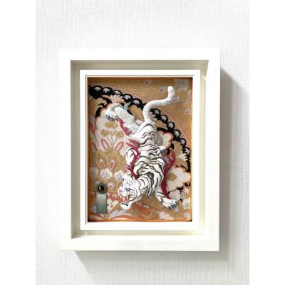 ふるさと納税 野田市 押絵伝統工芸品　白虎　大