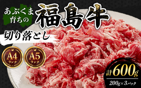 あぶくま育ちの福島牛切り落とし600g 福島県 伊達市 牛肉 黒毛和牛 和牛 国産 F21C-436