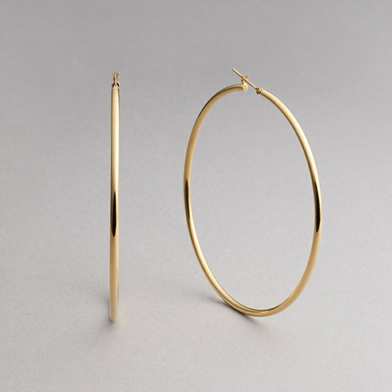 【ふるさと納税】＜ 甲府ジュエリー ＞ ピアス ジュエリー レディース アクセサリー K18 イエローゴールド フープピアス シンプル ギフト プレゼント ラッピング ジュエリーケース付 保証書付 k199-021