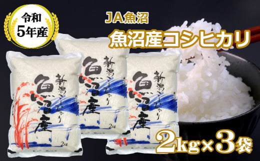 r05-16-1JA ＜令和5年産＞ 魚沼産コシヒカリ2kg×3袋（JA魚沼）白米 魚沼 米