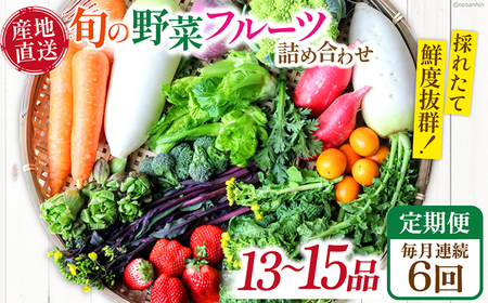 【6回定期便】毎月連続　「旬の野菜・フルーツ」 詰め合わせ セット（13品-15品）/ 野菜 定期便 やさい 定期便 野菜セット やさいセット 春野菜 夏野菜 秋野菜 冬野菜 旬新鮮 / 南島原市 /長崎県農産品流通合同会社[SCB091]