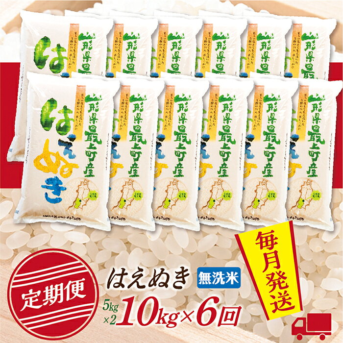 【ふるさと納税】【定期便】【無洗米】令和8年産 山形県産 はえぬき 10kg (5kg×2) 6回配送【初回R9年1月発送】