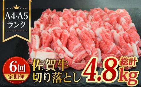 ＜日本屈指の黒毛和牛6回定期便＞佐賀牛切り落とし800g【ミートフーズ華松】 [FAY062]