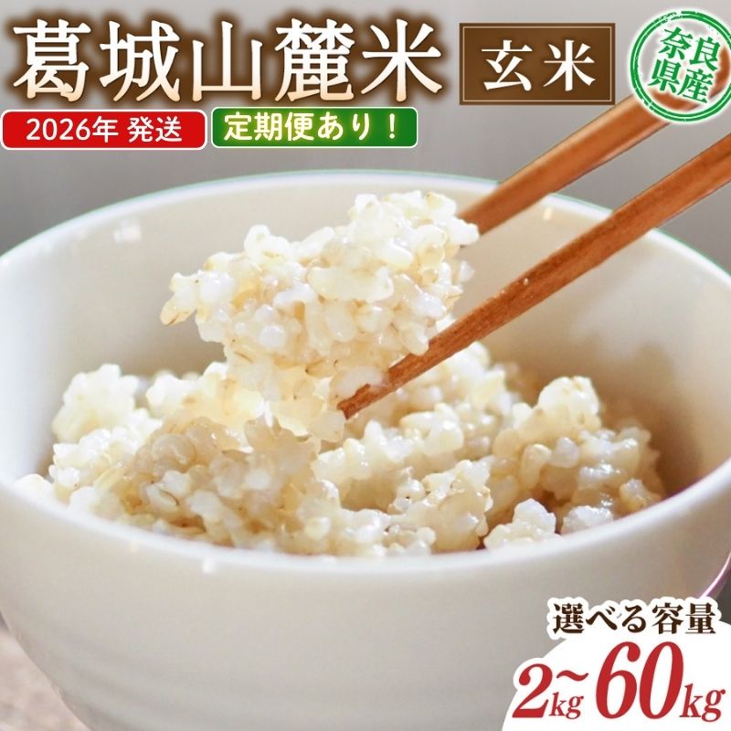 【ふるさと納税】先行予約 葛城山麓米 ヒノヒカリ（玄米）計2kg 5kg 10kg 20kg 30kg 60kg 定期便 令和8年産 【2026年10月下旬～順次発送】／ スマイル葛城農業 若手農家 玄米 栄養 新規就農 ごはん お米 米 おいしい ふっくら 農家直送 奈良県 葛城市