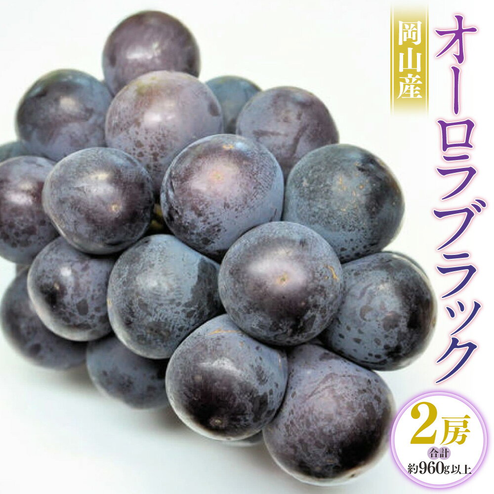 【ふるさと納税】岡山産 オーロラブラック 2房（1房480g以上） 化粧箱入り ぶどう ブドウ 葡萄 果物 くだもの フルーツ 高糖度 冷蔵 お取り寄せ 国産 岡山県 奈義町 送料無料 【2025年8月下旬～9月下旬迄発送予定】