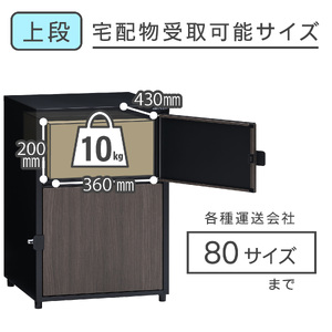 二段宅配ボックス レシーボ 木目調 鍵付き 戸建住宅用 防雨 防水 屋外 要組立 日本製 TRM2-4568(BK) グリーンライフ