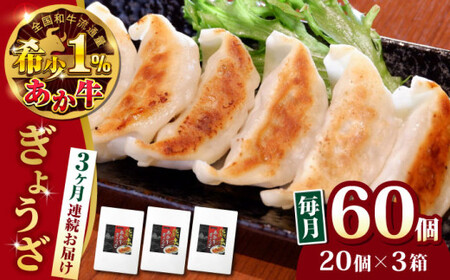 【全3回定期便】熊本県産 あか牛 ぎょうざ 20個×3箱 ぎょうざ[AYCQ089]