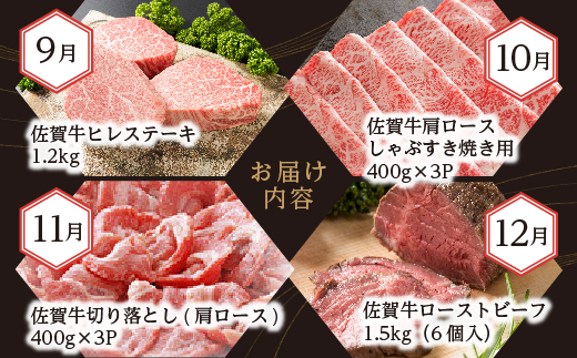 【定期便12回】佐賀牛ヒレステーキも届く 極選 佐賀牛 定期便 毎月お届け 全12回 _j-17