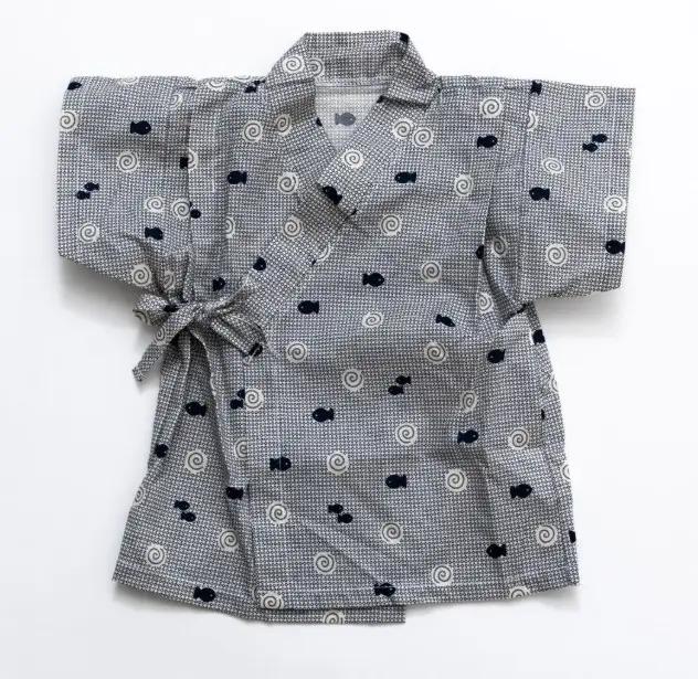 子供甚平 うずまき魚柄 グレー 80cm [1396]