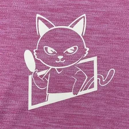 JTTA公認　卓球ユニフォーム【男女兼用(ドライ):Sサイズ】ねこ　ピンク_装飾品・工芸品  洋服 _【1514363】