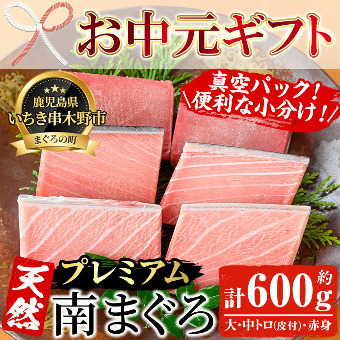 【ふるさと納税】＜2025年お中元ギフト＞《プレミアム》極上天然南まぐろフルセット 鮮度抜群の南まぐろ大トロ・中トロ・赤身の6柵(合計約600g) マグロ 鮪 魚介 海鮮 南マグロ トロ【海鮮まぐろ家】