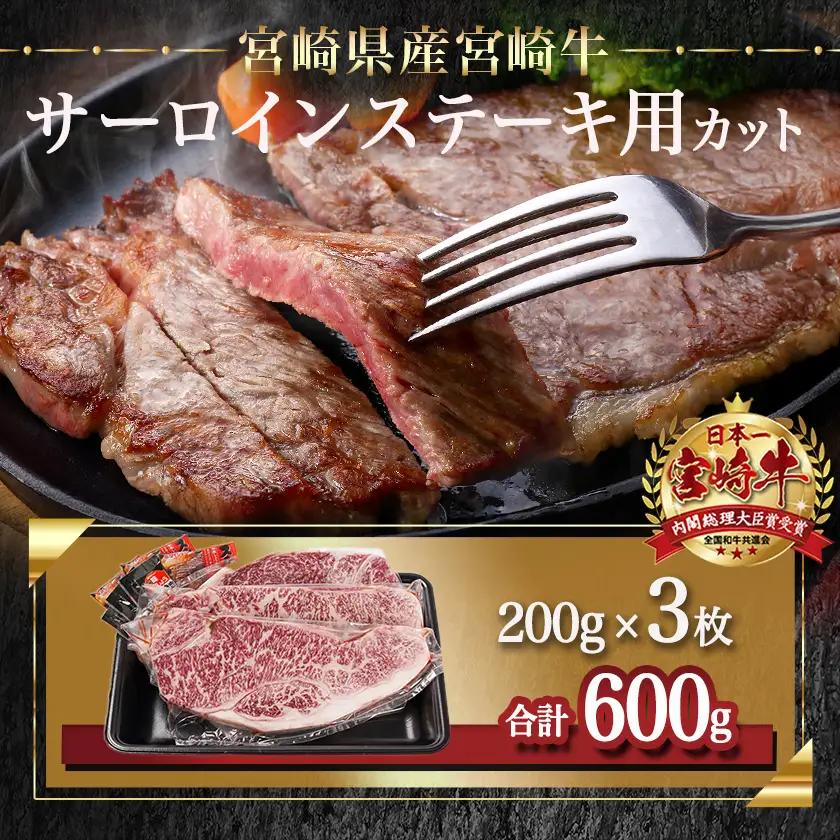 宮崎牛サーロインステーキ(200g×3枚)〔26-N401〕_(都城市)ステーキ 牛肉 宮崎牛 和牛 国産 サーロイン 600g 贈答用 ギフト