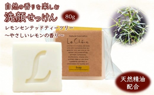 固形石けん 80g 香りを楽しむ洗顔せっけん レモンセンテッドティーツリーの香り 防腐剤フリー 添加物不使用 ルシェーヌ化粧品
