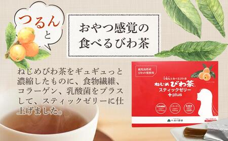 ねじめびわ茶スティックゼリー+plus (30本入×2箱セット) 合計60本 ｜ゼリー 食物繊維 コラーゲン 乳酸菌