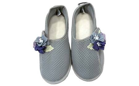室内シューズ グレー (前閉じ) Lサイズ 入院用 介護用 靴 母の日 ギフト くつ ルームシューズ 雑貨 F4F-8147