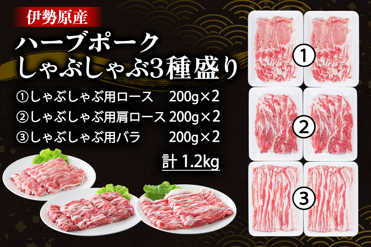 絶品ハーブポーク しゃぶしゃぶ 三種盛 1.2kg｜神奈川県 ギフト 贈りもの プレゼント 人気 お土産 正月 肉の日 おかず 豚肉 [0732]