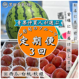 【定期便3回】青果仲買人が選ぶ！山形旬のフルーツ3選！[すいか・白桃・秋姫]【令和7年産先行予約】FS24-595くだもの 果物 フルーツ 山形 山形県 山形市 2025年産