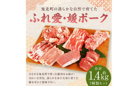 鬼北町の清らかな自然で育てた ふれ愛・媛ポーク 約1.4kg（7種入り）SPF豚農場 豚ロース 豚ヒレ モモ肉 豚バラ 肩ロース 豚小間 小間切れ 豚ミンチ ミンチ肉 スライス ブロック 豚肉 肉 お