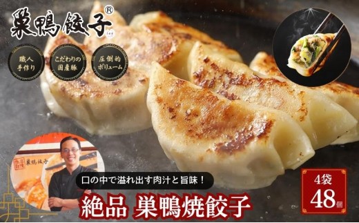 
            巣鴨餃子 箸が止まらない！ 絶品 焼餃子 4袋 48個 餃子 ぎょうざ ギョーザ 冷凍 焼き餃子 おかず おつまみ お取り寄せ 豊島区 東京都
          