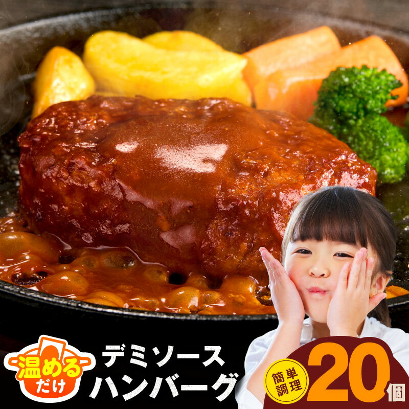 【ふるさと納税】ハンバーグ 140g 20個 デミグラスソース 簡単調理 小分け 個包装 本格鉄板焼き デミソース 牛肉 豚肉 冷凍 温めるだけ 湯せん お弁当 時短 惣菜 仕送り 大阪府 泉佐野市 送料無料 肉の泉佐野